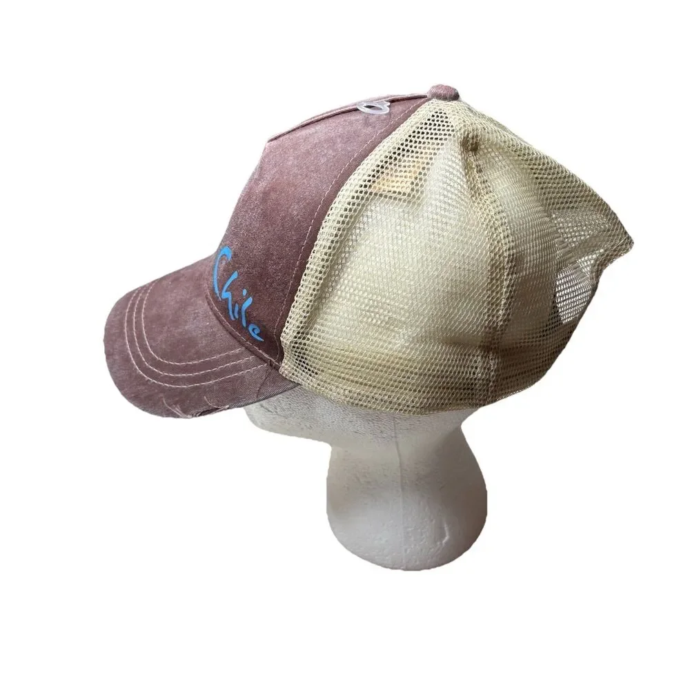 Morpho I Love Chile Brown Distressed Cotton Blend Baseball Cap New NWT Dad Mom